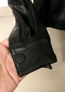 Black Leather Crop Jacket XS