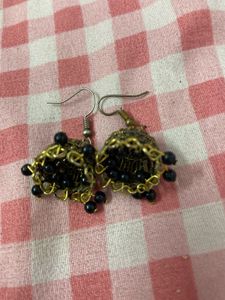 Elegant Black Jhumka Earrings