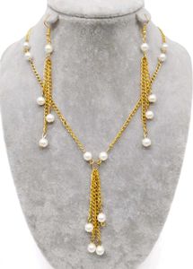 [FREE SHIPPING] Pearl &amp; Gold Chain Set
