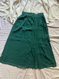 Flowy Green Maxi Skirt with Bell Sleeve Top