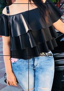 Black Flared Crop Top