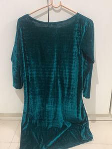 Elegant Teal Velvet Dress