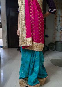 Beautiful Teal &amp; Magenta Saree