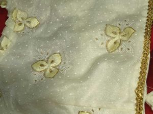 Cream Embroidered Blouse with Tassels