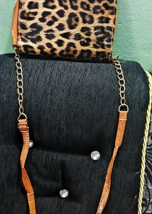 Leopard Print Clutch with Gold Chain Sling bag