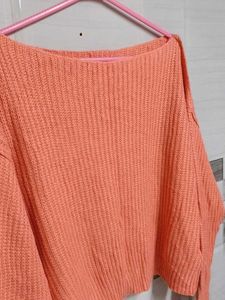 Coral Boat Neck Knit Sweater