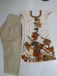 Beige Kurta with Pants Set