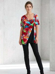 Vibrant Abstract Print Asymmetrical Tunic