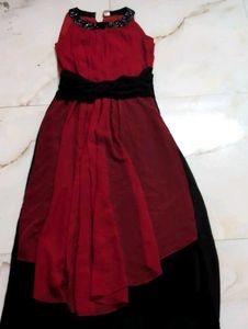 Elegant Red & Black Evening Dress