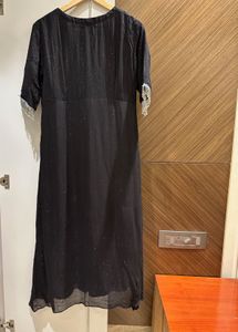 Black Kurta with bead lace detail From Bunaai