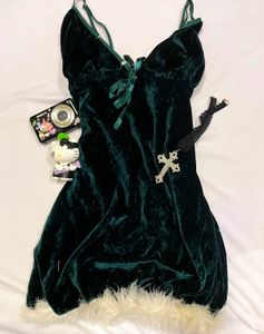 Velvet babydoll top y2k