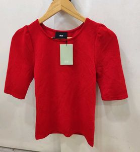 Red H&amp;M Puff Sleeve Top - XS/S