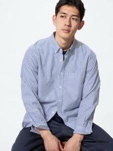 Uniqlo Blue Striped Button-Down Shirt