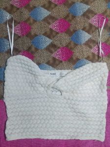 Cream Cropped Knit Top