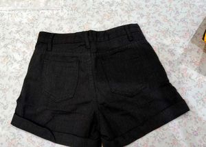 Classic Black Denim Shorts