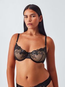 Sheer Embroidered Black Bra