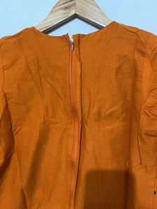 Vibrant Orange Embroidered dhoti Kurti