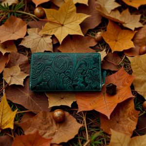 Floral Tooled Leather Wallet