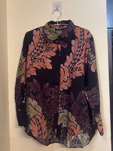 Vintage Floral Print Button-Up Shirt