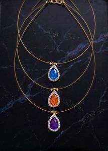 Set of 3 Pear Drop Pendants Necklace