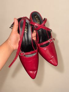 Chic Burgundy Block Heel Sandals