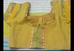 Mustard Cotton Zari Blouse
