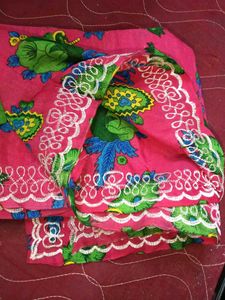 2, Green Floral Dress Material both