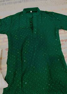 Green Embellished Kurta