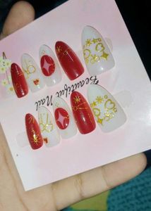 Red &amp; White Press-On Nails