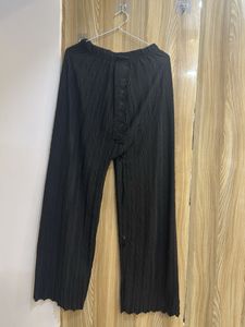 Pleated Black Wide Leg Pants