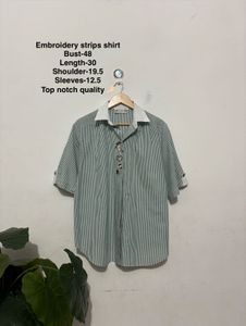 Striped Shirt with Embroidery Detail