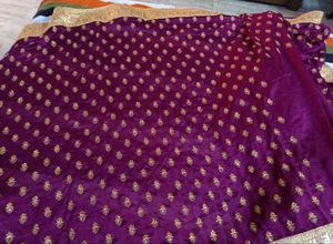 Elegant Maroon Embroidered Saree With Blouse