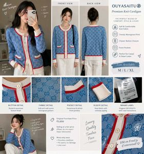 💙 Premium Blue Monogram Knit Cardigan | OUYASAITU
