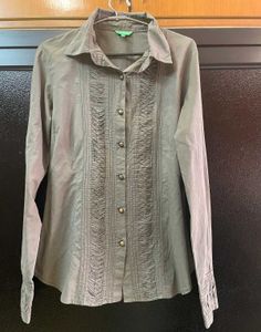 Classic Button-Up Shirt with Pintuck Detail
