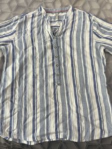 Lee Cooper Blue and White Striped Button-Up Top