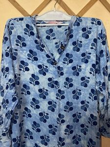 Blue Leaf Print Kurta