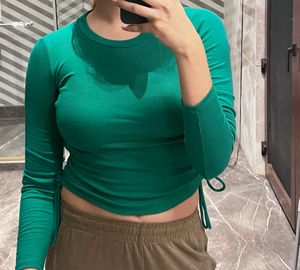 Zara Ribbed Green Top