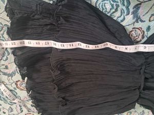 Black Flowy Pleated V-Neck Top
