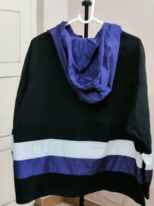 💥BUY1GET1💥 IMPORTED black and purple color block anorak hooded sweatshirt
