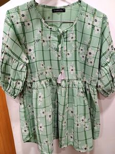 Pumpkin green color thick georgette kadhi floral p