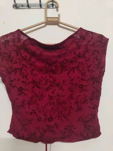 Chic Red Floral Lace Top