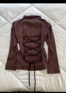 Brown Corset Back Shirt