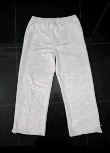 Grey Zipper Ankle Wide Leg Sweatpants