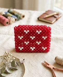 Red and white wallet