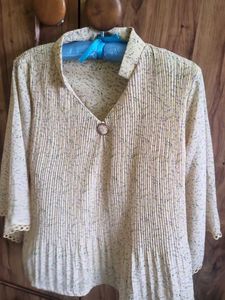 Vintage Floral Pleated Blouse