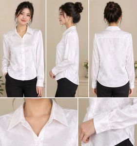 Elegant White and Pink button down shirt.