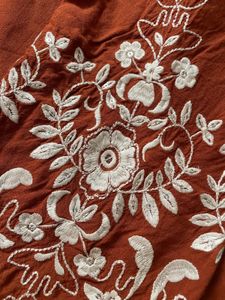 Orange Kurta Set with White Embroidery