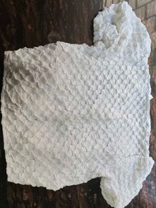 White Criss-Cross Top With Puffy Sleves