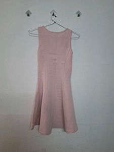 Pale Pink Textured A-Line Dress