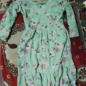 Elegant Floral Print Ethnic Gown